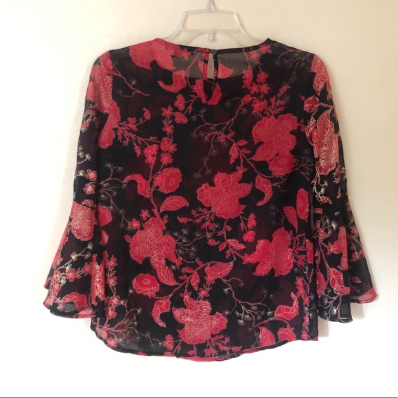 Roz & Ali Petite XS Sheer Blouse with Metallic Accents - Picture 3 of 16